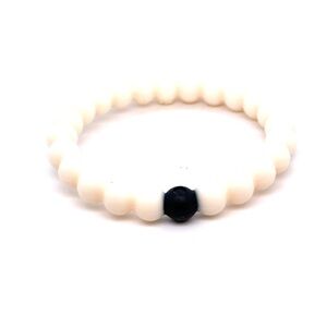 Lokai White Beaded Bracelet with Single Black Accent